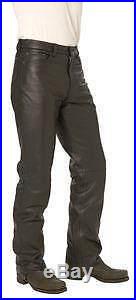 New Mens Biker Tough Leather Motorcycle Jean/pants Lined 28w 46waist