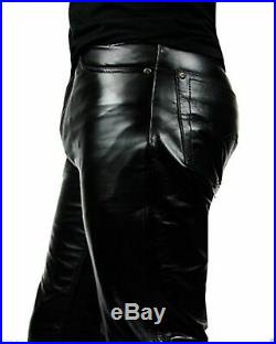 `NOORA Genuine Soft Lambskin Leather Mens Biker Pants Slim Fitting Swagger NI-9