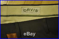 NWOT Orvis mens pants dress pants slacks 36 X 29 Olive with leather 100% Wool
