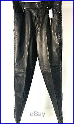 NWT $3,515 Gianni Versace Men's Leather Pants Size 52 Italy Rare 1990s Miami