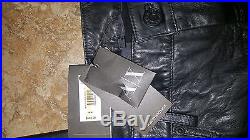 NWT $448 Men's Giorgio Armani Black Soft Lamb Leather Slim Skinny Pants 36