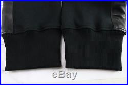 NWT $925 Pierre Balmain Men's Black Leather-Trim Jogger Pants Size 56/40