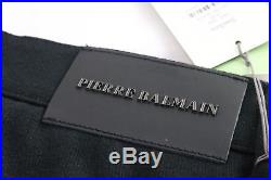 NWT $925 Pierre Balmain Men's Black Leather-Trim Jogger Pants Size 56/40
