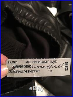 NWT Balmain Men's Black Calecon Leather Biker Pant $2,660 Maxfield