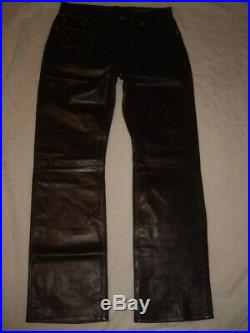 NWT Banana Republic Men's Black Leather Pants 5-Pocket Button Fly Size 32X32