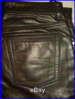 NWT Banana Republic Men's Black Leather Pants 5-Pocket Button Fly Size 32X32
