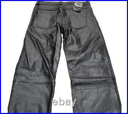 NWT DEFY Men's 100% Genuine Cow Skin Full Grain Motorcycle Leather Pants Size 32