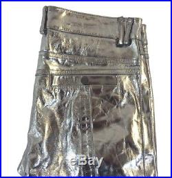 NWT DIESEL Black Gold Men's Silver Leather LAPROUST Biker Trousers/Pants 48 x 30