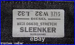 NWT DIESEL Men's Slim Skinny Sleenker 663Q Stretch Coated Leather Jeans Pants