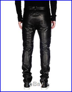 NWT Genuine Designer $2000 Lambskin Black Leather Pants Men Acne Studios US 38
