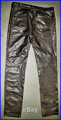NWT Genuine Designer $2000 Lambskin Black Leather Pants Men Acne Studios US 38
