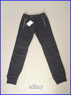 NWT Men's $2175 BALMAIN Leather & Cotton Biker Joggers Jeans s -Sz. L- AUTHENTIC
