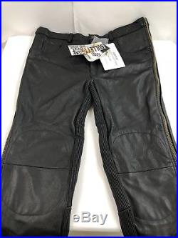 NWT Men's Bullet-Proof Black Leather Biker Pants Leather Made W Kevlar 42 X 34