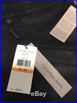 NWT Mens Calvin Klein Jeans Black Leather Pants 33 X 32