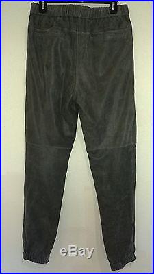 NWT Mens Vince Moto Jogger Lambskin Leather Pewter Gray Pants S $895