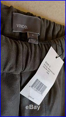 NWT Mens Vince Moto Jogger Lambskin Leather Pewter Gray Pants S $895