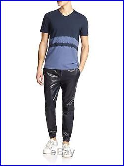 NWT Mens Vince Moto Jogger Relaxed Lambskin Leather Dark Blue Pants L $895