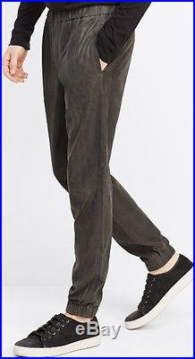 NWT Mens Vince Moto Jogger Relaxed Lambskin Leather Peuter Gray Pants XL $895