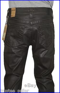 NWT True Religion Brand Men's Dean black Jean Super Cool Leather Like Pants