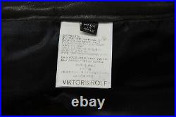 NWT Viktor & Rolf Men 100% Leather Slim Fit Wide, Cuffed Leg Pants Size48/32US