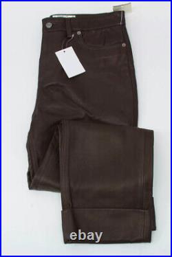 NWT Viktor & Rolf Men Slim Fit Cuffed Leg Leather Pant WithLogo Hardware 48/ 32US