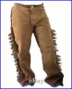 Native American Mountain Man Buckskin Deerhide Handmade Leather Pants NT08