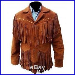 Native American Mountain Man Buckskin Handmade Leather jacket NT04