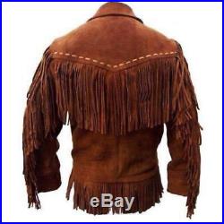 Native American Mountain Man Buckskin Handmade Leather jacket NT04