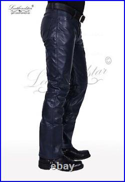 Navy Blue leather jeans pant 501 style classic fit, fits over cowboy boots R 44