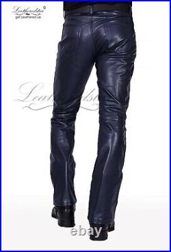 Navy Blue leather jeans pant 501 style classic fit, fits over cowboy boots R 44