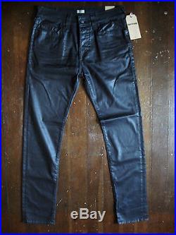 New $248 True Religion Mens Leather Like Pants Dean Tapered 32 Black 33 34 31