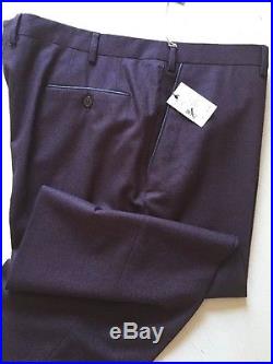 New $895 Brioni Mens Dress Pants Wool-Leather Size 42 US Burgundy Italy