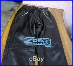 New Black Mens Jogging SweatPants leather sweat pants trousers with gold zipper