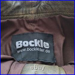 New Bockle Men Genuine 100% Leather Slim Fit Brown Trouser Pants