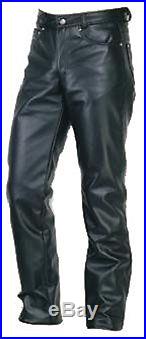 New Classic Motorcycle Or Casual Men's Black Leather Style Pants Trousers
