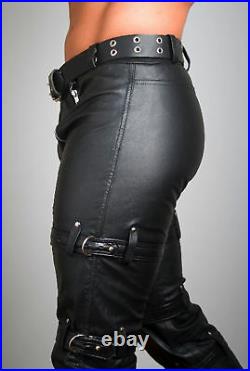 New Genuine Leather Chaps Pants Carpenter Pant Gay Trousers Restraint Fetish