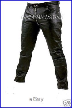 New Genuine Leather Men's Pants with Crotch Zipper for Leather Men Customized