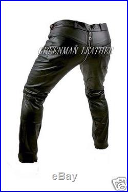 New Genuine Leather Men's Pants with Crotch Zipper for Leather Men Customized