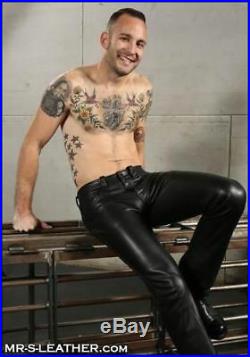 New Genuine Leather Pants Low Rise Five pockets Jeans Style Fitted Mens Fetish
