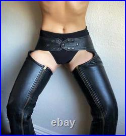 New Genuine Smooth, Soft Leather Chaps Hot Style Gay Pant Men's Hand Made Pant