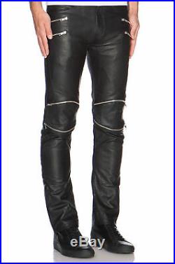 New Genuine Soft Lambskin Leather Mens Biker Pants Slim Fitting Casual Pant P7