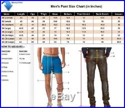 New Genuine Soft Lambskin Leather Mens Biker Pants Slim Fitting Swagger All size