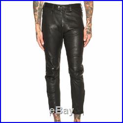 New Genuine Soft Lambskin Leather Mens Black Biker Pant Fitting Balmain Pant