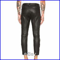 New Genuine Soft Lambskin Leather Mens Black Biker Pant Fitting Balmain Pant