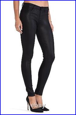 New J Brand Black Coated Faux Leather Skinny Jegging Pants Jeans Fearless Black