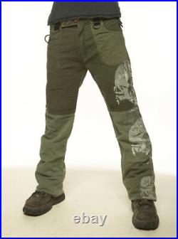 New Junker Designs Military Green Black Leather Pants Mens S M L XL Motley Crue