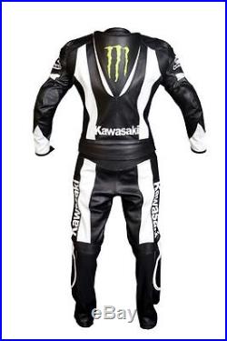 New MEN MULTICOLOR Motorcycle RACING Leather Suit Jacket Pants For Kawasaki