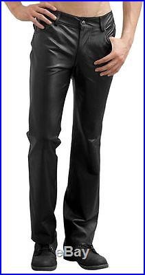 New Men Black Leather Genuine Soft Lambskin Biker Stylist Designer Leather Pant