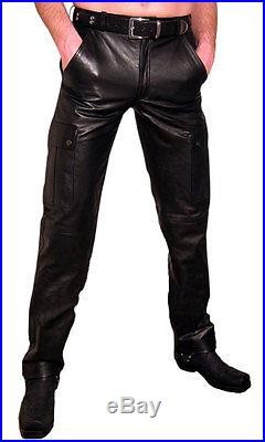 New Men Black Leather Pants Slim Fit Fashion Stylish Motorcycle Trousers KLP25