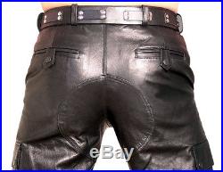 New Men Black Leather Pants Slim Fit Fashion Stylish Motorcycle Trousers KLP25